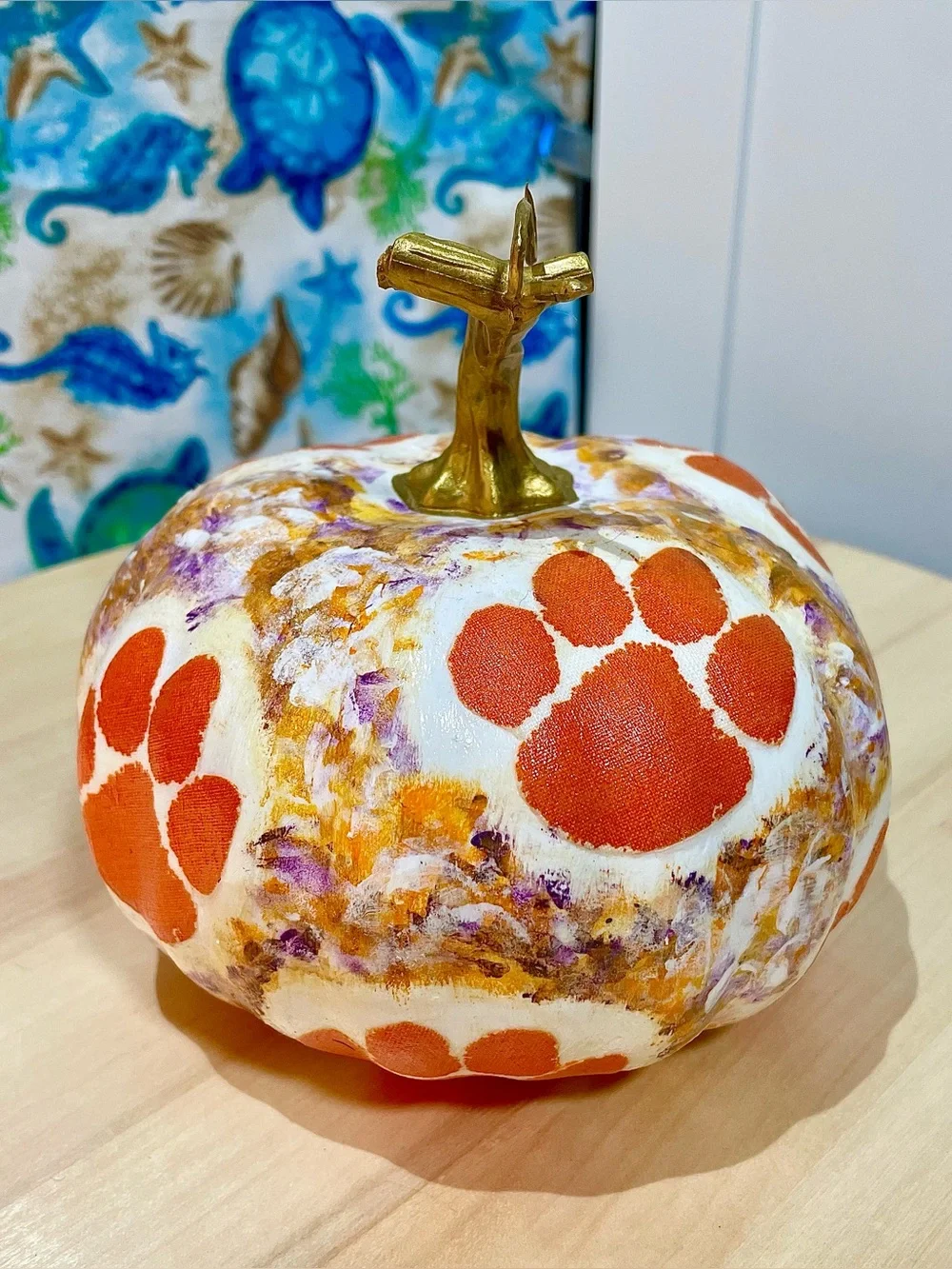 Clemson Themed Pumpkin